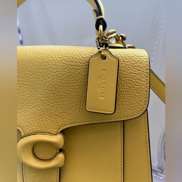 COACH Tabby Top Handle Leather Satchel in Brass/Retro Yellow - Picture 2 of 7